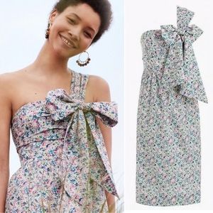 J Crew Liberty Fabric One Shoulder dress with bow